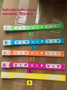 100个VIP霓虹手环，适用于各种活动，防水VIP纸质手环，VIP手镯，轻便活动手环，适用于派对、俱乐部、公园、音乐会、节日等场合。 - 彩色 - 查看 10
