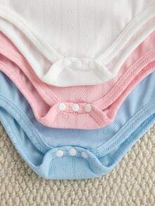 Souflis Souflis 3件套新生女宝宝休闲日常套装，柔软针织面料蝴蝶结图案吊带连体衣套装，春夏款 - 彩色 - 查看 5