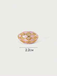 Glisma Women's Single Ring,Premium/Old Money/Classy,18K Gold-Plated,Sexy/Vintage,For Mom/Women/Girl/Mother,Summer/Beach/Prom/Party,Layered/Gemstone/Beaded/Crystals - Pink - View 6