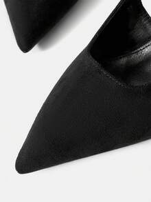 CUCCOO SZL Solid Color Pointed Toe Fashionable Elegant Commuting High Heel Sandals Valentine's Day Spring Shoes - Black - View 10