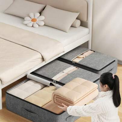 1pc Large Storage Bag Capacity Vacuum Compression Storage Organizer For Seasonal Clothing Bedding Comforters Thick Fabric Space Saving Foldable Storage Box For Closet Home Organization Aesthetic Apartment Essentials