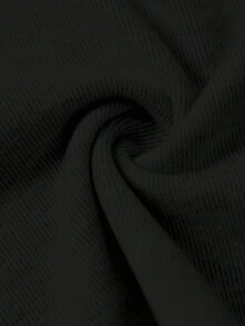 SHEIN EZwear 两色可选 女士休闲纯色阔腿针织裤 - 黑與白 - 查看 9