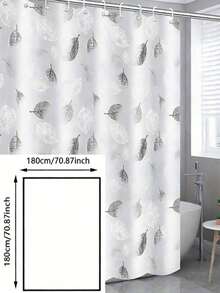 1pcMinimalist Leaf Print Shower Curtain, Black White Design For Modern Bathroom Division & Privacy - Multicolor - View 10