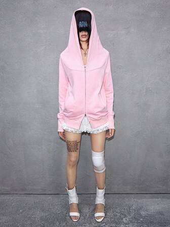 ROMWE Avant Avantgardistisches, unregelmäßiges Design Kapuzen-Langarm-Damen-Sweatshirt