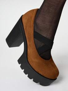 ROMWE Fairycore Tacones para mujer - Marrón amarillo - Ver 3