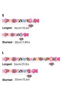 THE POWERPUFF GIRLS X SHEIN 1件裝卡通印花可調節寵物項圈附牽繩鉤，可調節項圈長度，適合各種尺寸寵物，適用於貓狗，花朵、泡泡、毛茛、友誼、愛心、花卉，禮物首選 - 粉色 - 查看 7
