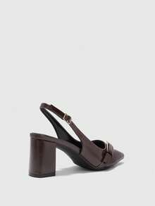 CUCCOO BIZCHIC New Pointed Toe Chunky Heel Pumps For Women, Bowknot Color Block Rivets Closed Toe Fashion High Heels Spring Shoes Spring Break Easter Valentine's Day - Rust Brown - View 9