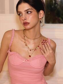 Glisma أقراط أنيقة على شكل قلب من الزركونيا، أقراط ساحرة، هدية للنساء، الملابس، المال القديم، معدني/نسيج، حجر كريم، للأم/المرأة/الفتاة/الأم، متميز، عتيق، أنيق، قلب، عيد الحب، هدية - الذهبي - مشاهدة 3