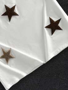 GENTILAND 男士圆领五角星图案休闲背心，夏季男士无袖上衣，男士肌肉T恤，无袖衬衫，印花无袖T恤，星星图案衬衫 - 白色 - 查看 6