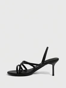 CUCCOO SZL Sandal Hak Tinggi Wanita Elegan untuk Perjalanan, Cocok untuk Hari Valentine - Hitam - View 5