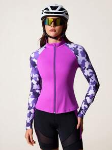 Core Rhythm 女士多功能多色拉链撞色袖子设计骑行服 - 彩色 - 查看 3