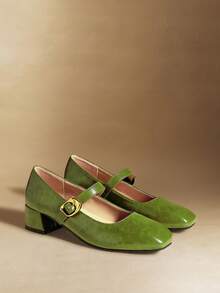 Rosivie 女士搭扣设计百搭时尚高跟鞋 - 橄欖綠 - 查看 5