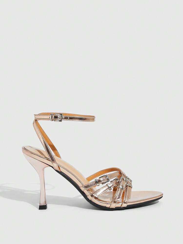 CUCCOO SZL Women's Pointed Toe Buckle Design Fashion High Heel Sandals For Daily Wear Prom Heels