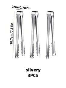 1/3/5件套不锈钢冰钳，防滑食品夹，防锈，厨房必备 - 适用于自助餐、婚礼、烧烤等场合 - 多功能冰块、糖果和冰淇淋夹取工具套装