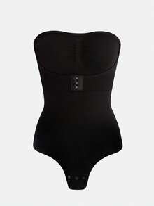 SHAPORA 1pc Women Front Closure Shapewear Bodysuit, Waist & Abdomen Shaping, Padded Cup, Crotch Opening, Comfortable & Easy To Wear - Black - View 4