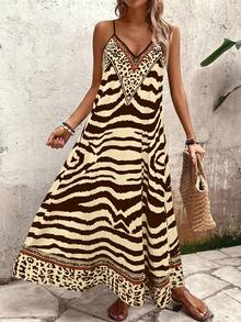 EMERY ROSE 女士豹纹宽松吊带长裙，优雅百搭，适合日常穿着和度假，夏季 - 彩色 - 查看 7