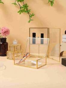 1 Pieza Caja de Almacenamiento de Joyas de Anillo de Vidrio Hexagonal Dorado de Lujo, Organizador de Gran Capacidad para Exhibir Múltiples Anillos, Ideal como Regalo para Boda, Compromiso, Día de San Valentín, Cumpleaños, Aniversario, Fiesta, Celebración, Viaje, Tocador, Decoración Navideña, Caja de Regalo para Joyas, Soporte de Anillos - transparente - Ver 4