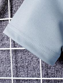 SHEIN Mirajuku Tween Boy Dropped Shoulder Short Sleeve Loose Casual Summer Minimalist T-Shirt - Baby Blue - View 7