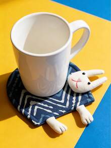 Joivida 1pc Hand-Dyed Kitten And Rabbit Coasters, Hand-Dyed Plant Blue-Dyed Fabric Coasters, Dry Tea Tray Coasters, Tea Ceremony Gongfu Tea Set Accessories - Multicolor - View 5