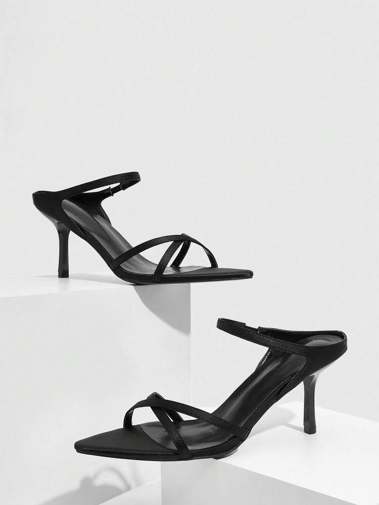 CUCCOO SZL Women's Solid Color Fashion Pointed Toe Heeled Sandals Valentine's Day