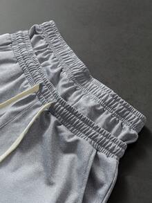 PAVTROS 男士休闲字母印花抽绳腰短裤，夏季 - 灰色 - 查看 4