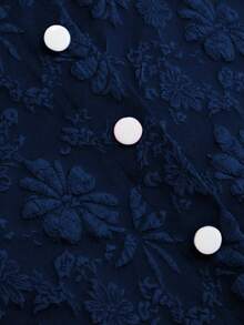 Sweetra 大码女式优雅纹理面料前扣A字裙，适合日常穿着 - 藏蓝色 - 查看 4