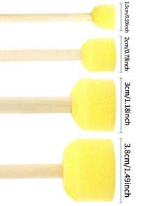 24件套木柄DIY涂鸦海绵密封套装，擦拭绘画海绵套装 - 黃色 - 查看 3