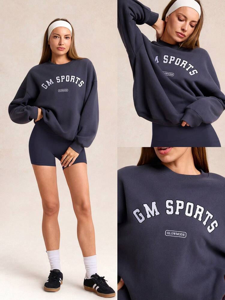 Everyday Fleece Cozy Motion Ultra-Soft Warm Loose Fit Crew Neck Graphic Pullover Sweatshirt Daily Casual Outdoors Gym Studio Winter Wear