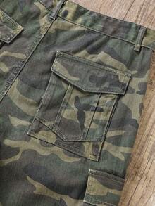 Manfinity Joysei Quần Short Jeans Cargo In Họa Tiết Rằn Ri Thường Ngày Cho Nam Mùa Hè, Quần Short Jeans In Họa Tiết Rằn Ri Cho Nam - xanh quân đội - Xem 6