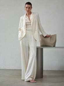 MOTF PREMIUM WOMEN'S MINIMALIST RELAXED FIT ALL-MATCH BLAZER, SPRING/SUMMER - Apricot - View 5