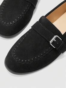 CUCCOO BIZCHIC 新款复古乐福鞋 小号真皮鞋 圆头 平底 套脚搭扣通勤鞋 女款 - 黑色 - 查看 7