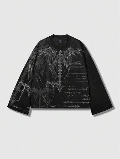 Goth Maglietta a maniche lunghe stile punk da uomo, adatta per primavera e autunno