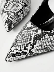 CUCCOO SZL Women's Pointed Toe Snake Skin Pattern Buckle Design Elegant High Heel Shoes, Suitable For Daily Wear Valentine's Day