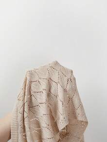 Franclia New Sexy Hollow Camisole Design Bohemian Style 2 Pieces Knit Sweater Set, Suitable For Beach Holiday, Summer - Khaki - View 4