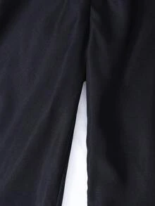 SHEIN Mirajuku 青少年男童休闲运动风字母拼接直筒裤 - 黑色 - 查看 7