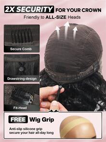 ALL READY WIG 13*6 Wear&Go Glueless Water Wave Remy Human Hair Wig Pre- Plucked Bleached Knots Pre-Cut Transparent Lace Closure Wigs 180% Density - SNatural - View 4