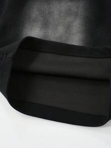 ROMWE MEN Men's Elastic Waist Drawstring Casual Fashionable Printed Spray Shorts - Black - View 5