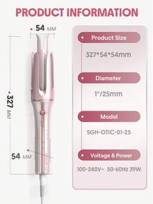 SHEGLAM HAIR 丘比特魅力自動捲髮棒，25毫米歐標插頭，10分鐘快速捲髮，60秒快速預熱，3檔可調溫度，心形開關，8秒智能定時器，快速自動捲髮，增強光澤並保護秀發，適合中長髮。