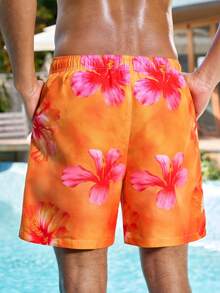 Manfinity VDAYZ Quần short đi biển nam in hoa, có dây rút ở eo và túi. - Nhiều màu - Xem 5