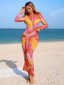 Swim Shayni 女士抽象印花冲浪服，两件套