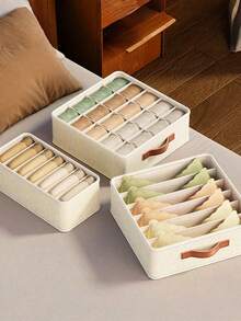 1 chiếc hộp đựng đồ tiết kiệm không gian 6 ngăn, 7 ngăn, 20 ngăn để đựng đồ lót, tất, áo ngực, thắt lưng, đồ dùng trong ngăn kéo tủ quần áo, phòng ngủ, nhà cửa, ký túc xá, đồ trang trí nhà cửa thiết yếu - Màu be - Xem 5