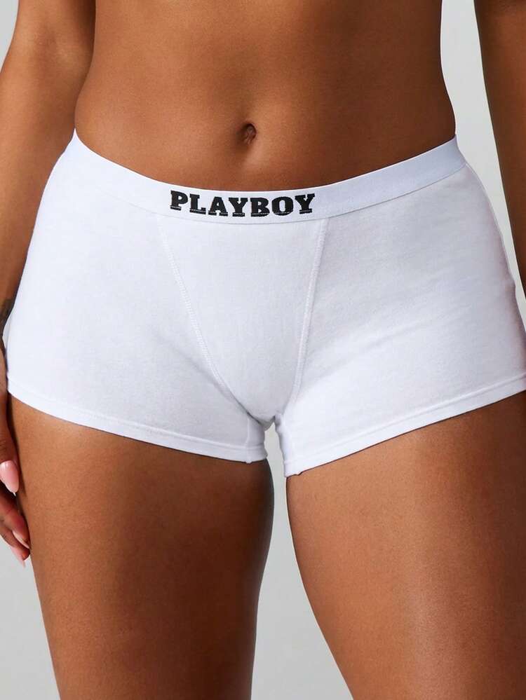 Missguided x Playboy Boyshorts Cotton Underwear With Logo Waistband For Comfort And Style