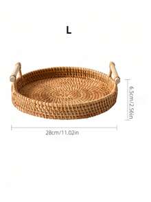 1 Bandeja de almacenamiento grande de dos niveles hecha a mano de ratán y bambú trenzado de estilo vietnamita, de color natural, estilo japonés, cesta de frutas, plato para desayuno, brunch, fiesta, decoración del hogar, regalo de boda, campo, cocina rústica - Camel - Ver 5