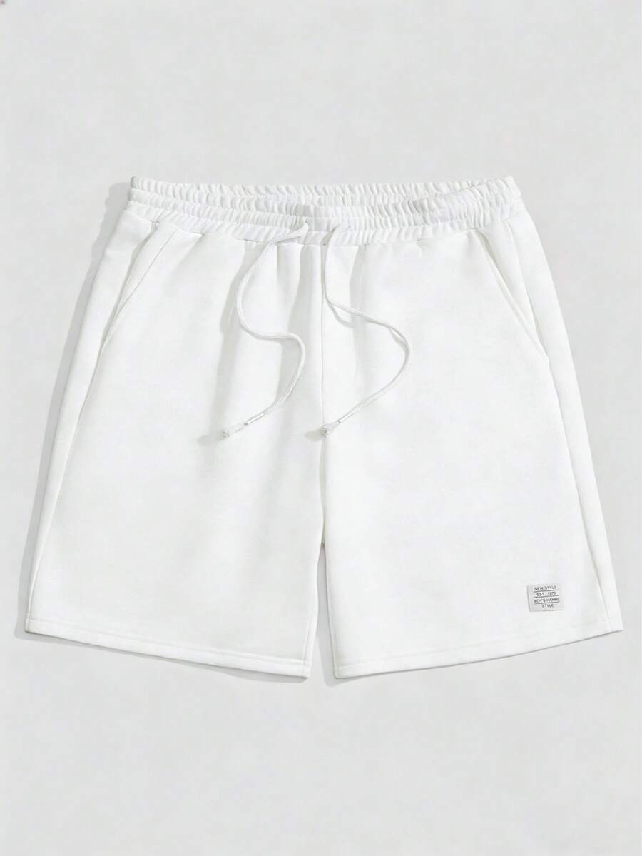 SWAVVY Quần short nam dệt kim kiểu dáng thường ngày có dây rút, quần short trắng nam. - trắng - Xem 1