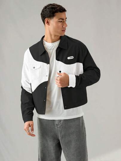 SWAVVY Camisa de manga larga de pana con ajuste holgado y parches, para uso diario de moda para hombres