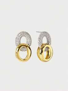 Glisma Women's Earrings,Premium/Old Money/Classy,18K Gold-Plated,Sexy/Vintage,For Mom/Women/Girl/Mother,Summer/Beach/Prom/Party,Layered/Gemstone/Beaded/Crystals - Yellow Gold - View 5