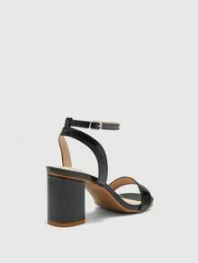 CUCCOO BIZCHIC Women's Fashionable Elegant Chunky Heel Black High Heel Sandals - Black - View 9