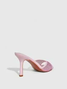 CUCCOO SZL Women's Rhinestone Embellished Elegant High Heel Slide Sandals Valentine's Day