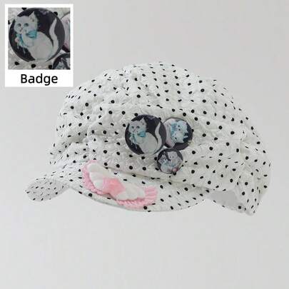 ROMWE Anime 1 女士猫咪徽章天使翅膀星星波点报童帽