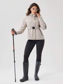 OutZeal Women Water-Resistant Windproof Adjustable Belt Zip Pocket Outdoor Jacket Hiking Camping Fall Winter